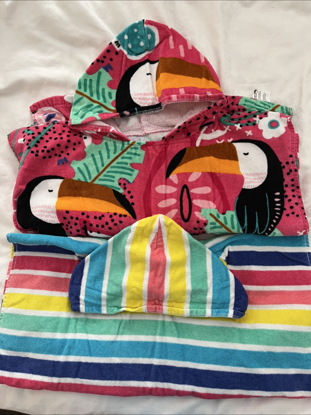 TWO NEW Kids Hooded Beach Towel Poncho