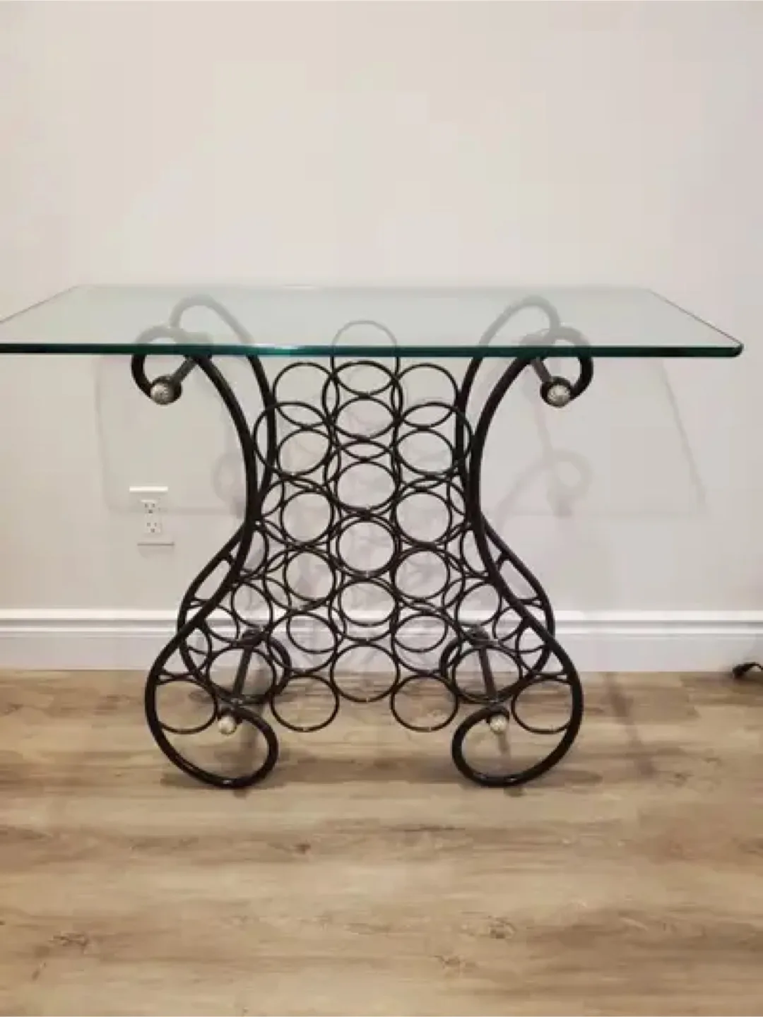 Side Table with glass top and wine rack thumbnail