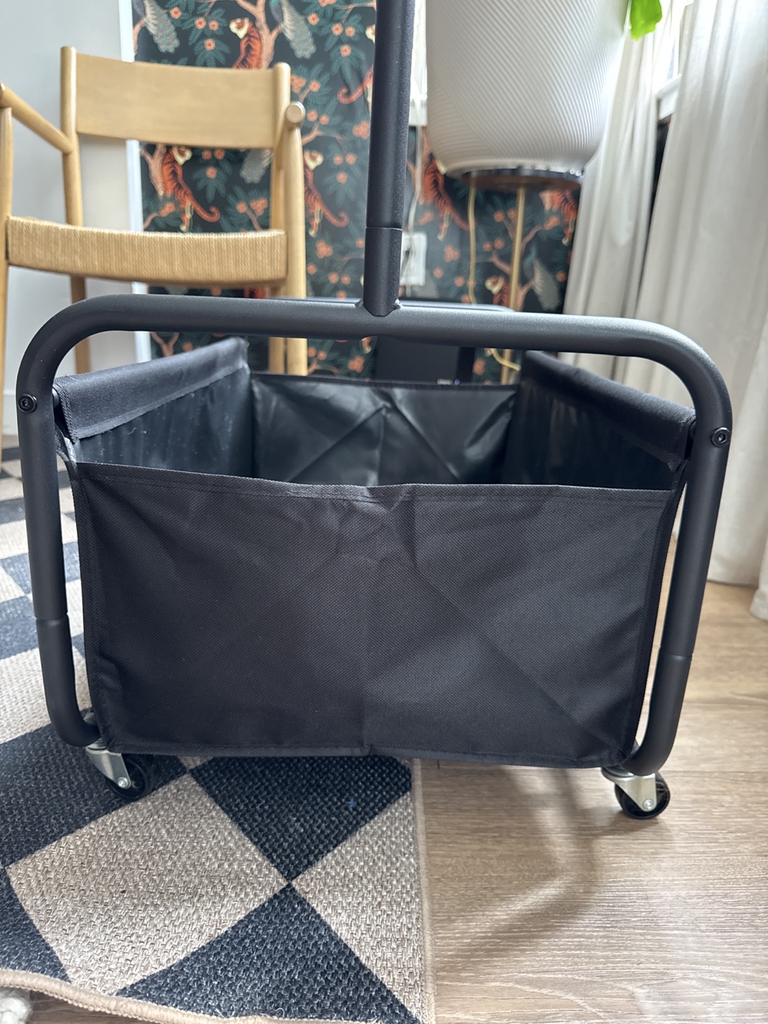 Rolling Clothes Rack with Storage Basket + 20 wooden hangers - photo 5