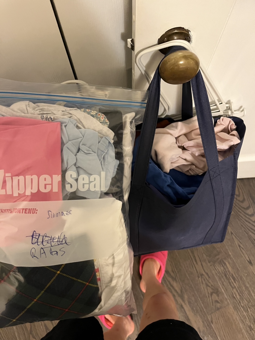 TWO bags of old clothing for rags/fabric scrap project