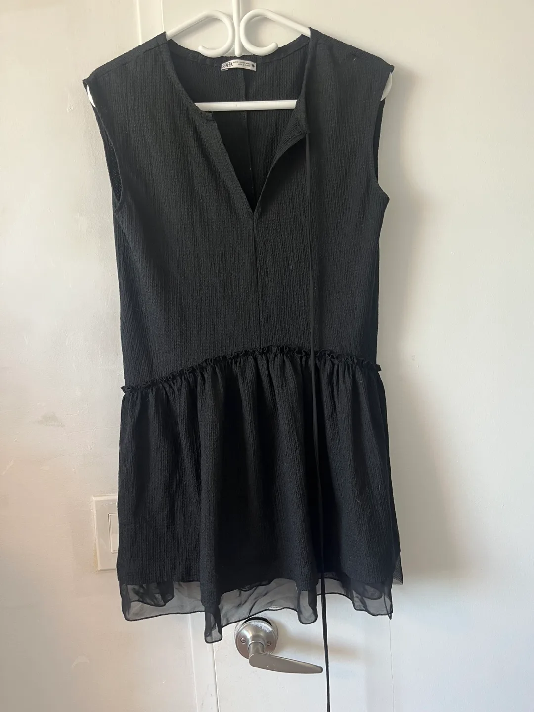 Zara Mini Dress With Drawstring at Waist XS thumbnail