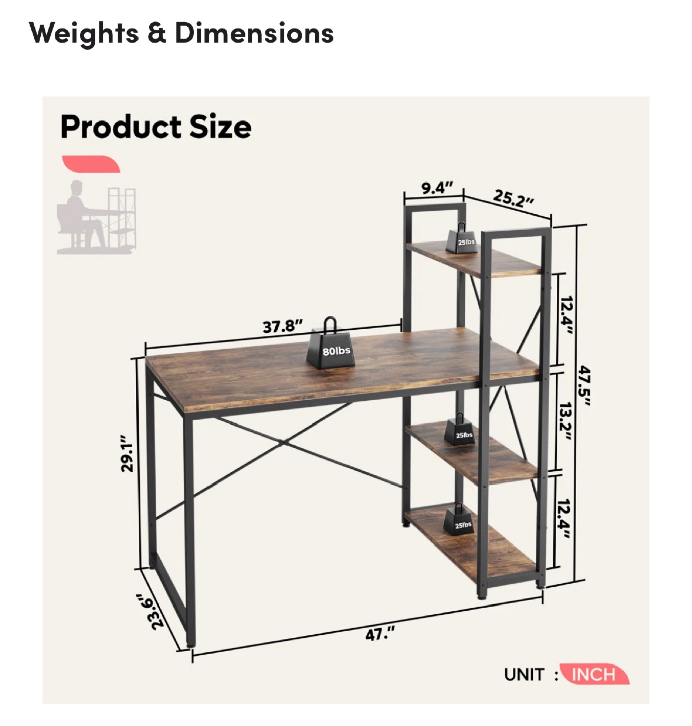 Desk with Shelves - photo 4