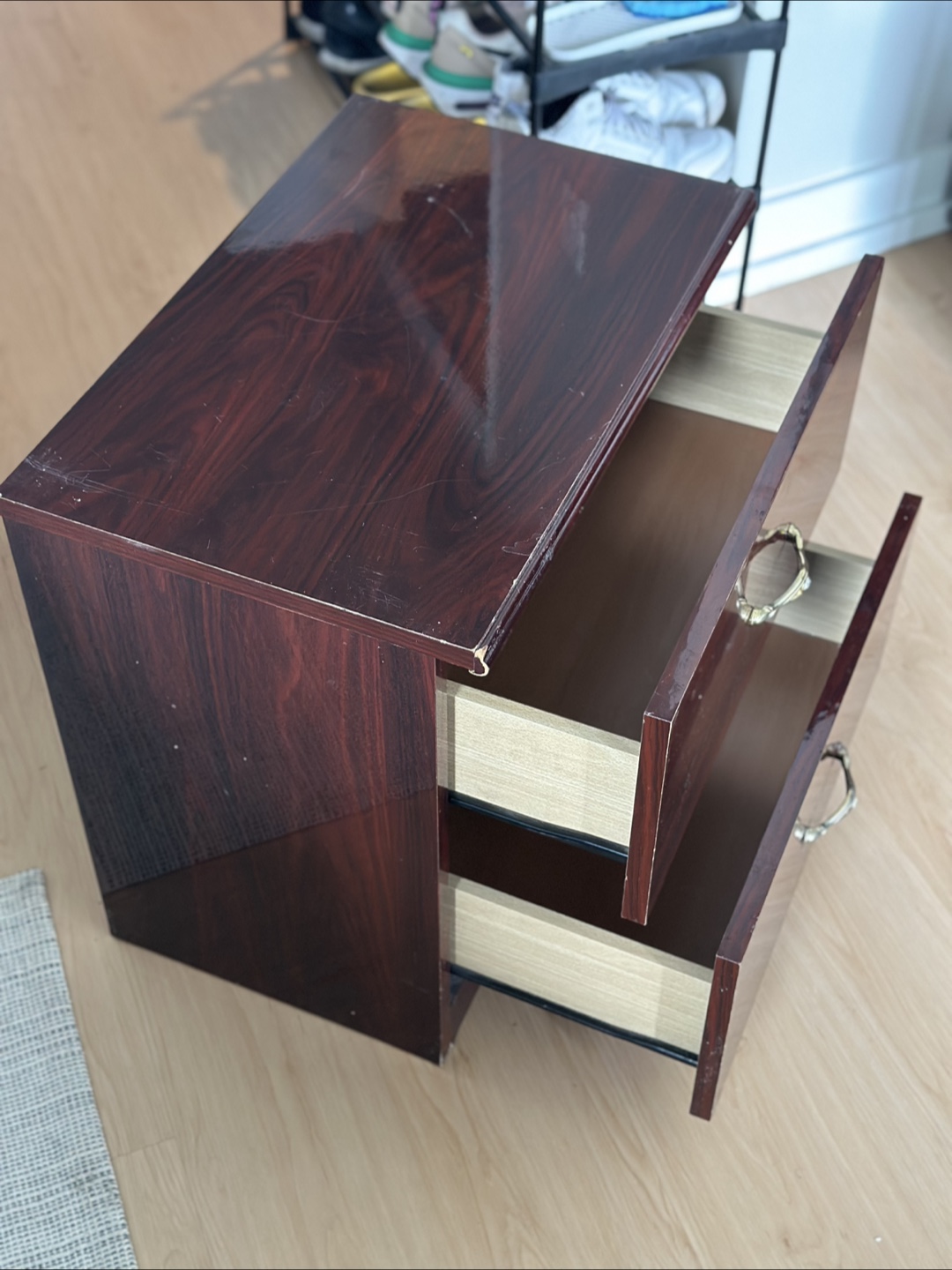 Wood Veneer 2-Drawer Nightstand - photo 3