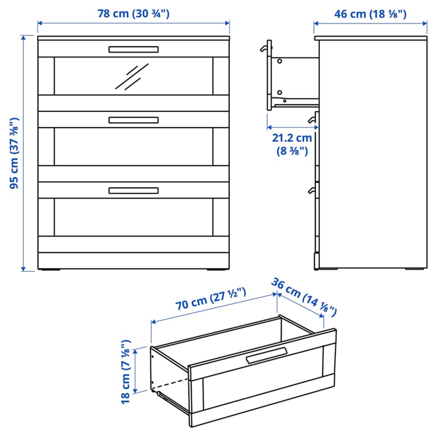 IKEA Hemnes 3-Drawer Chest - White - photo 5