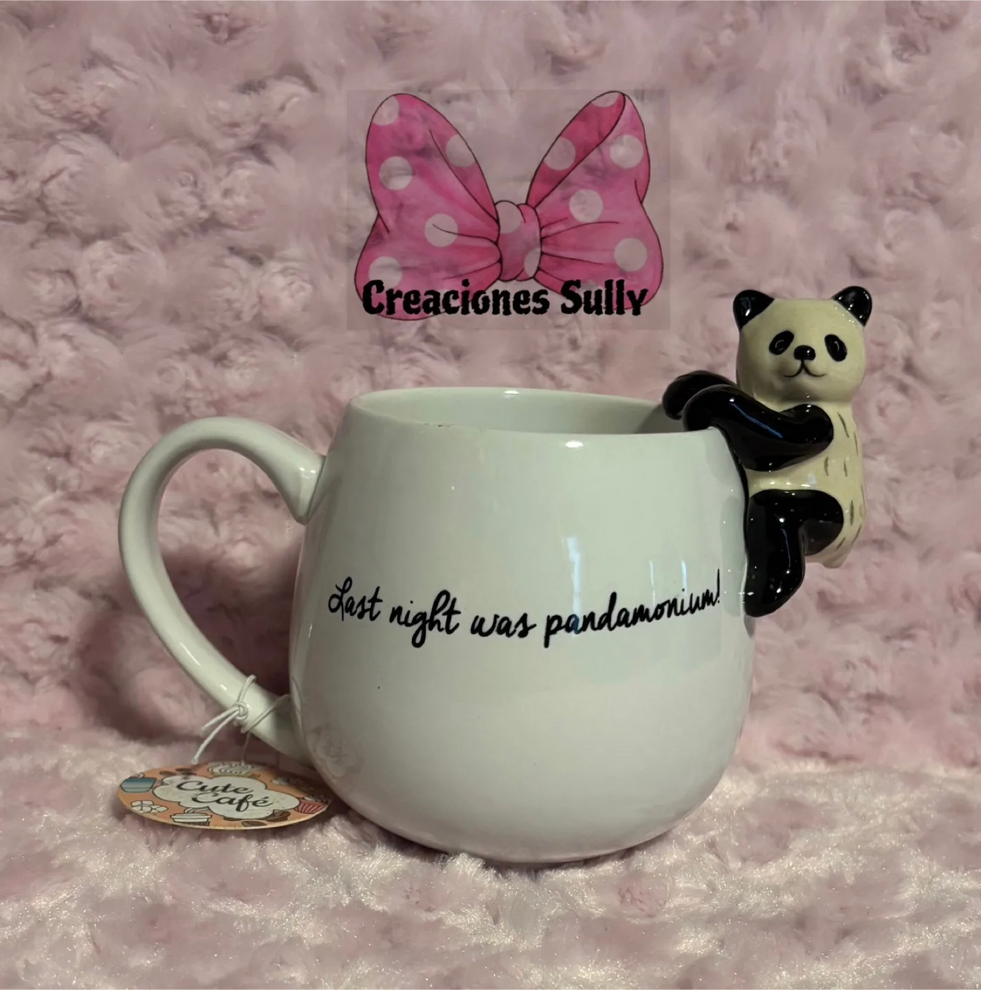 Cute Cafe Panda Mug - Last Night Was Pandamonium! thumbnail