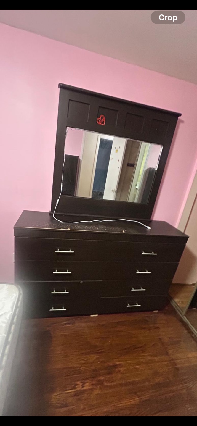 Dark Wood Dresser with Mirror