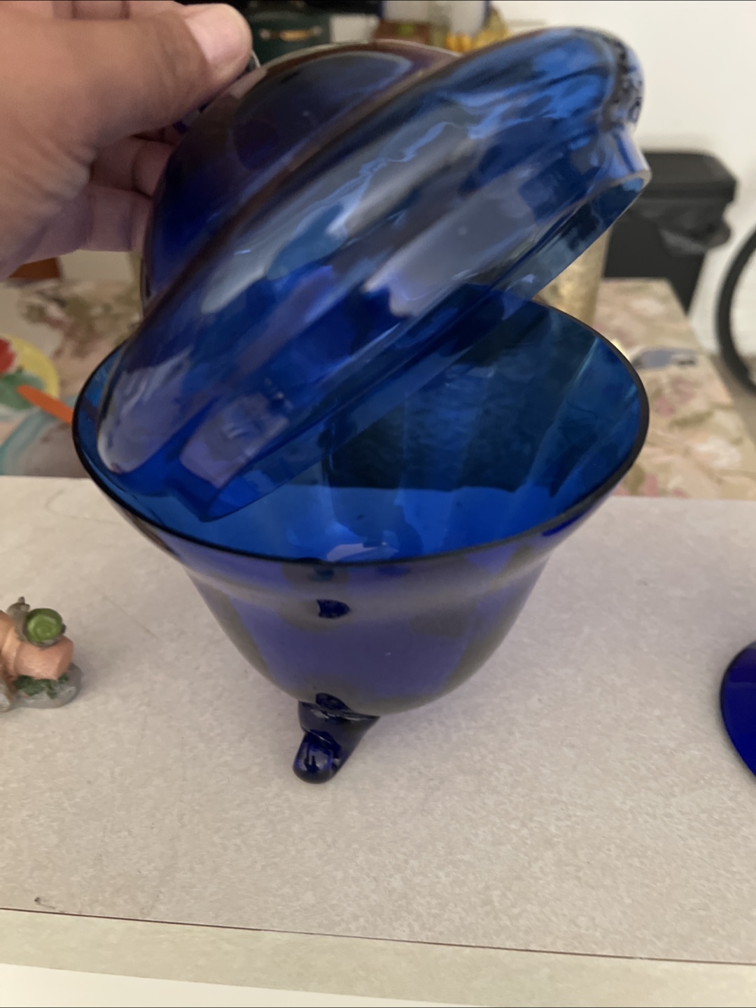 Blue Glass Vase and Candy Dish Set - photo 2