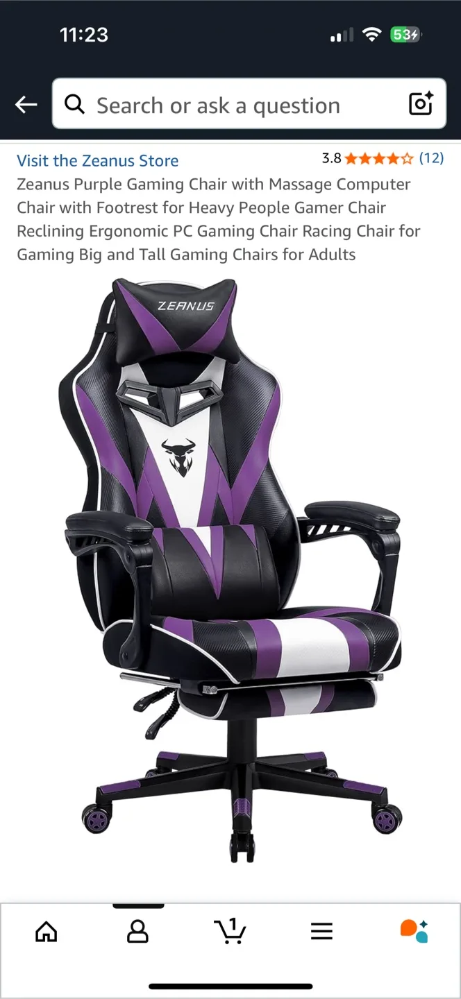 Zeanus Purple Gaming Chair thumbnail