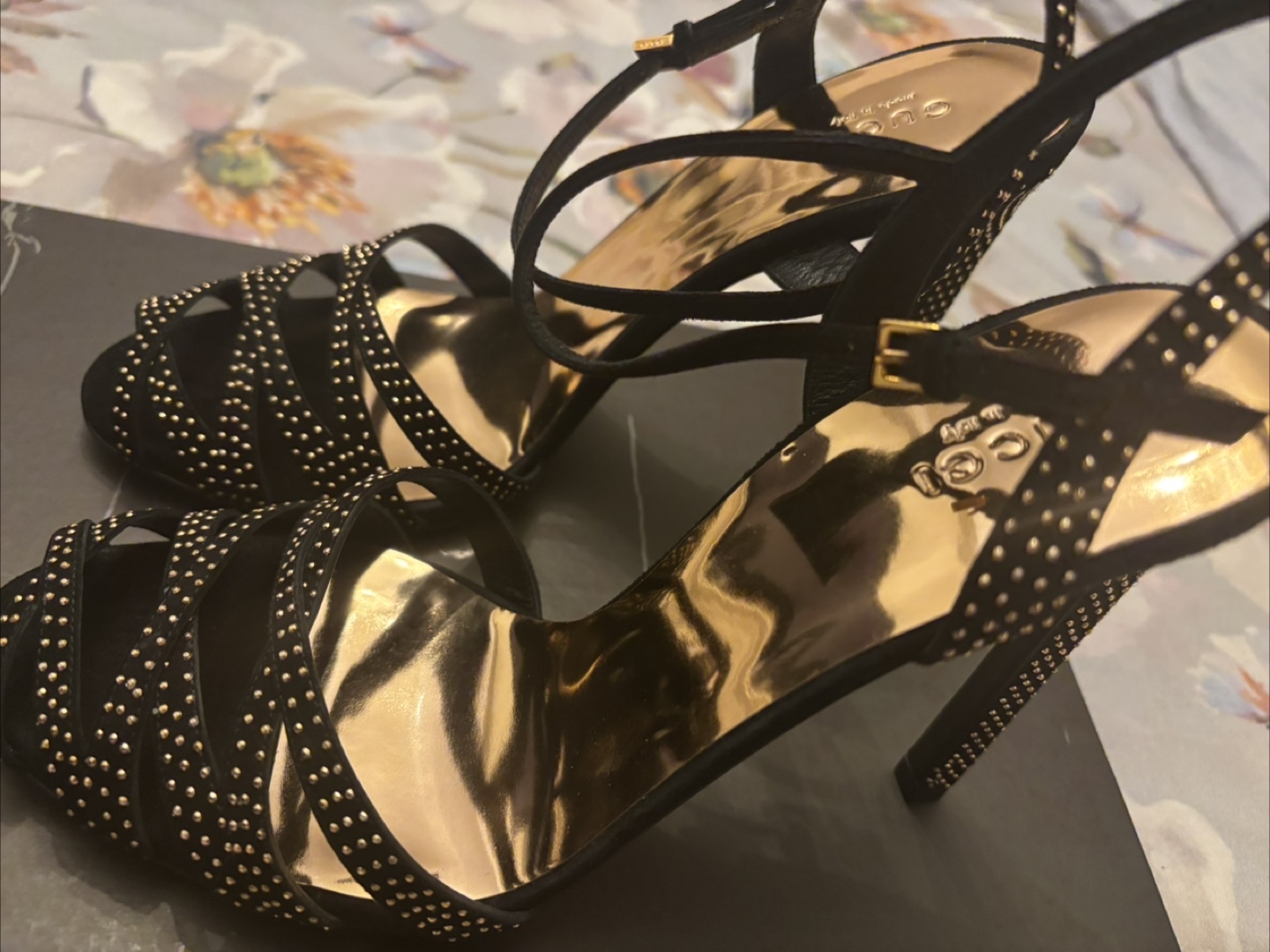 Gucci Black & Gold Studded Heels - photo 2