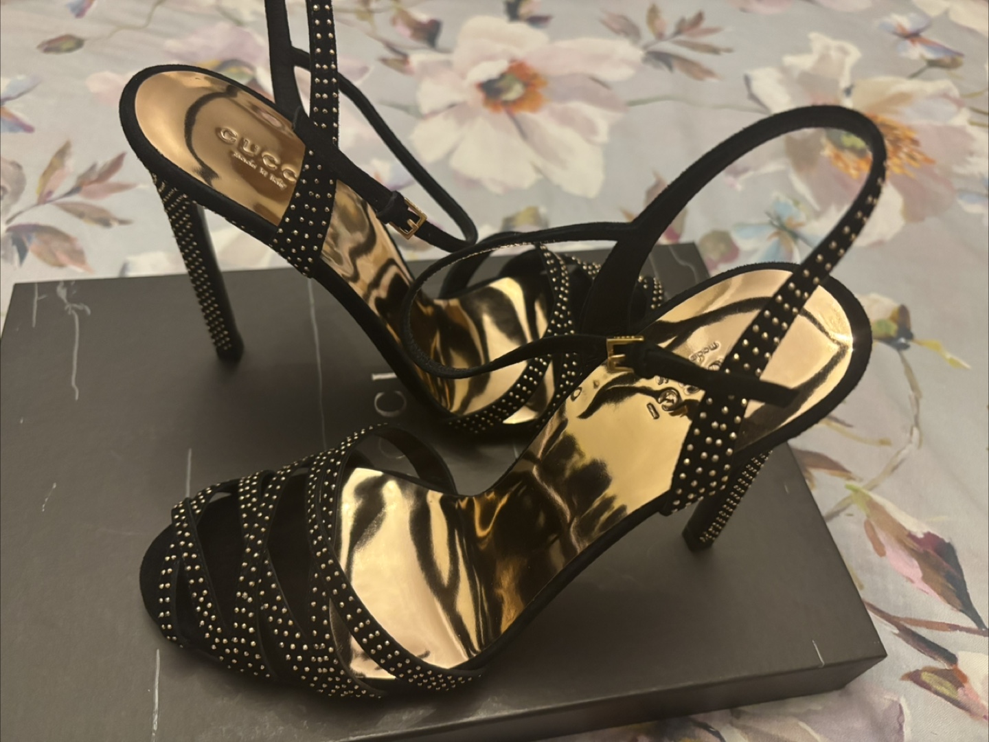 Gucci Black & Gold Studded Heels - photo 5