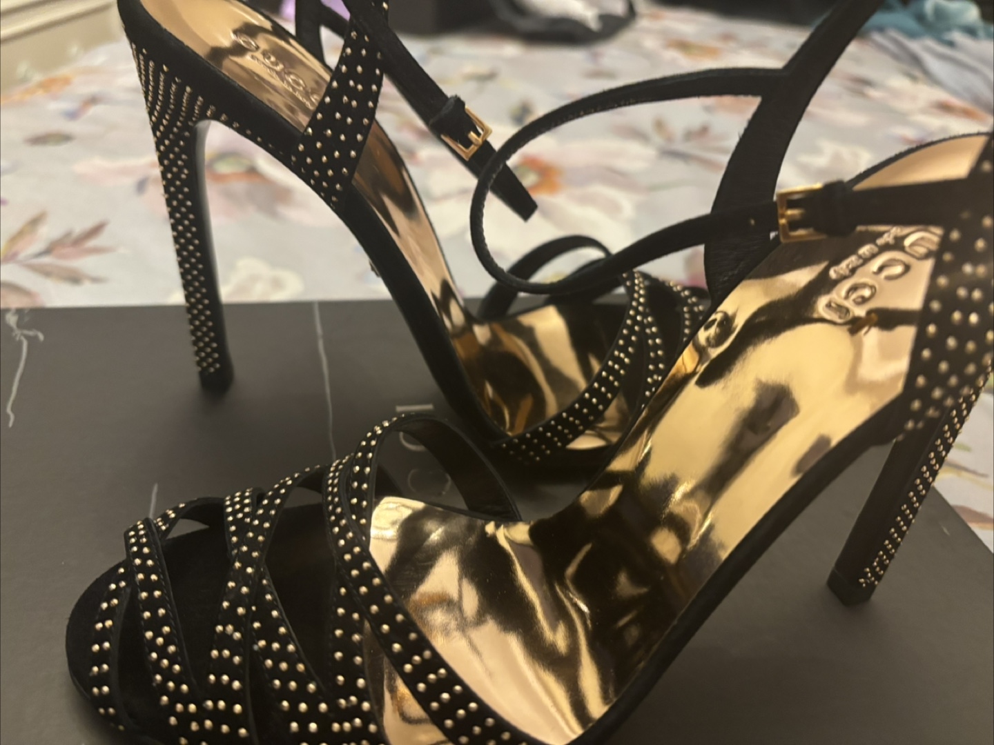 Gucci Black & Gold Studded Heels - photo 4