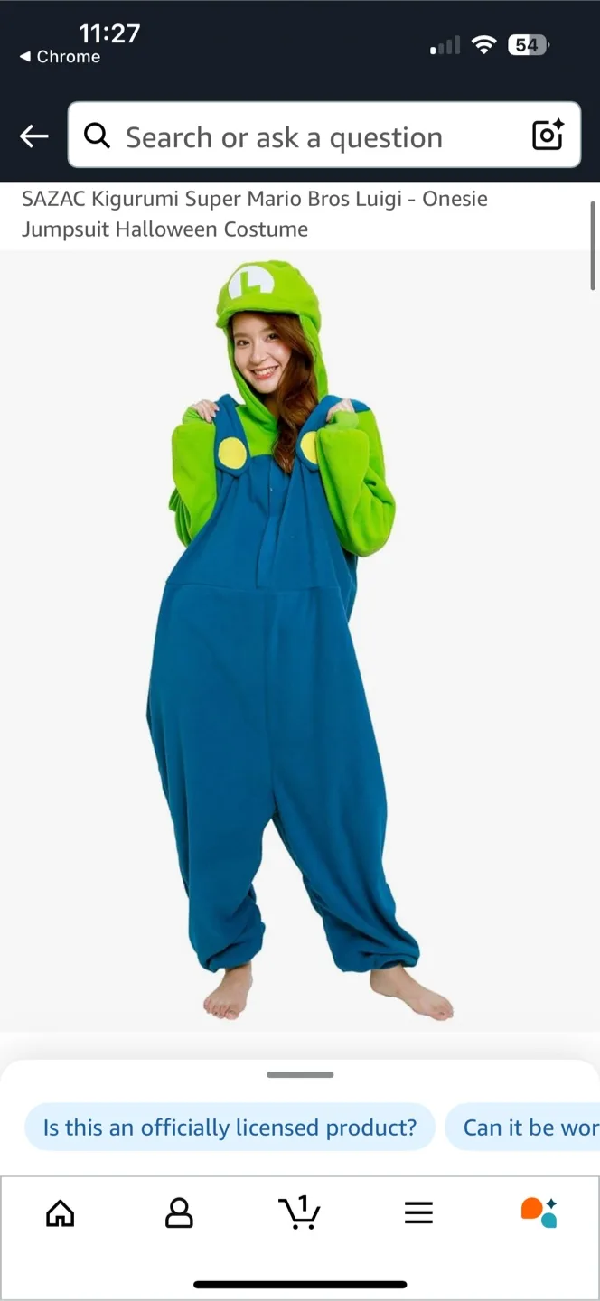 SAZAC Luigi Onesie - Super Mario Bros Costume thumbnail