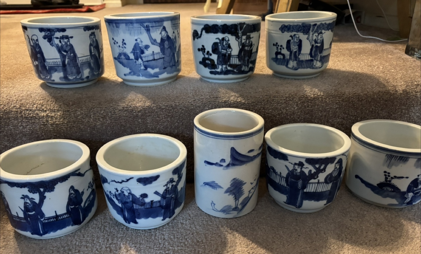 Vintage Blue and White Asian Design flower pots (Set of 8) - photo 2