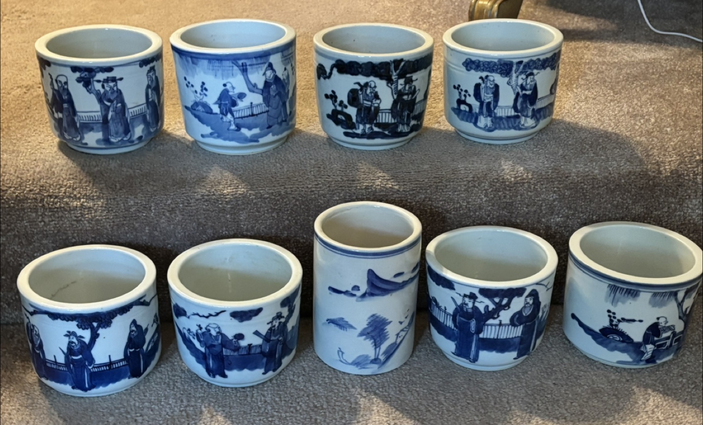 Vintage Blue and White Asian Design flower pots (Set of 8) - photo 5