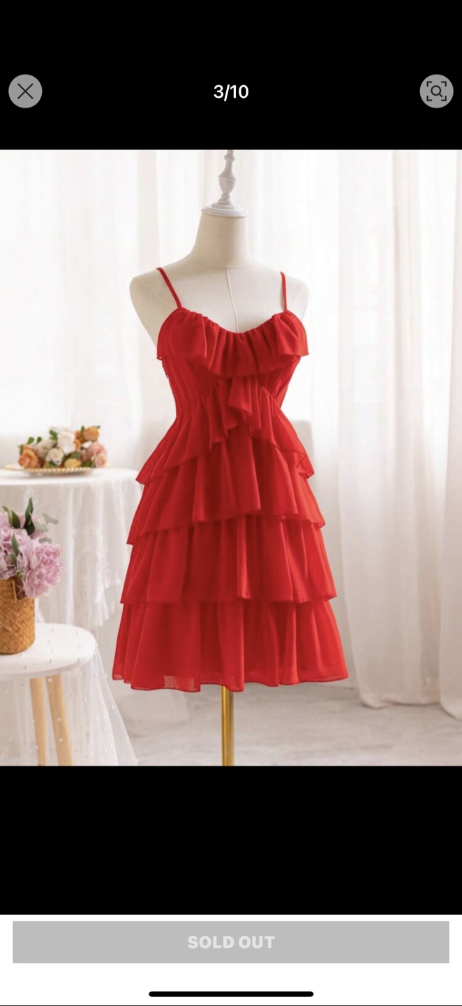 Red Ruffle Layered Mini Dress - photo 3