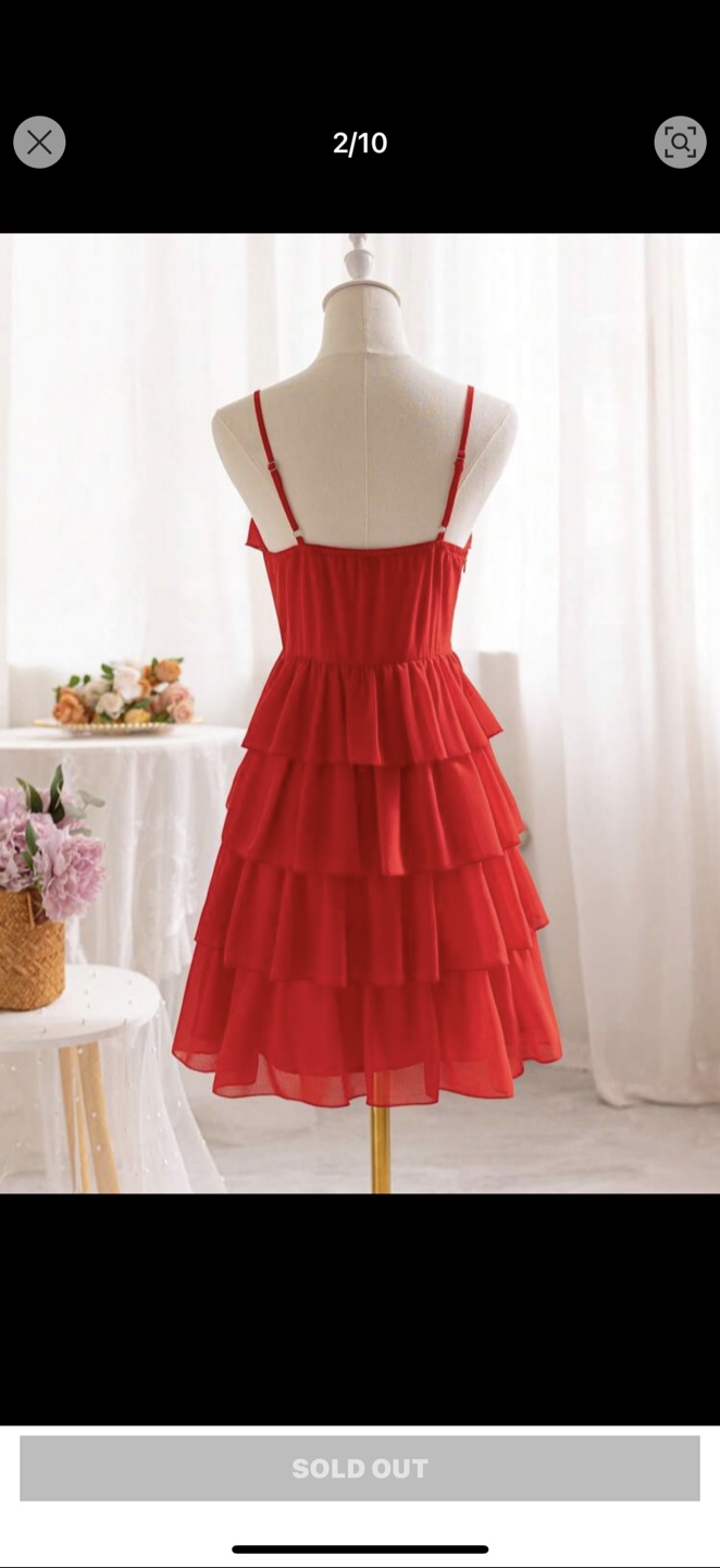 Red Ruffle Layered Mini Dress - photo 2