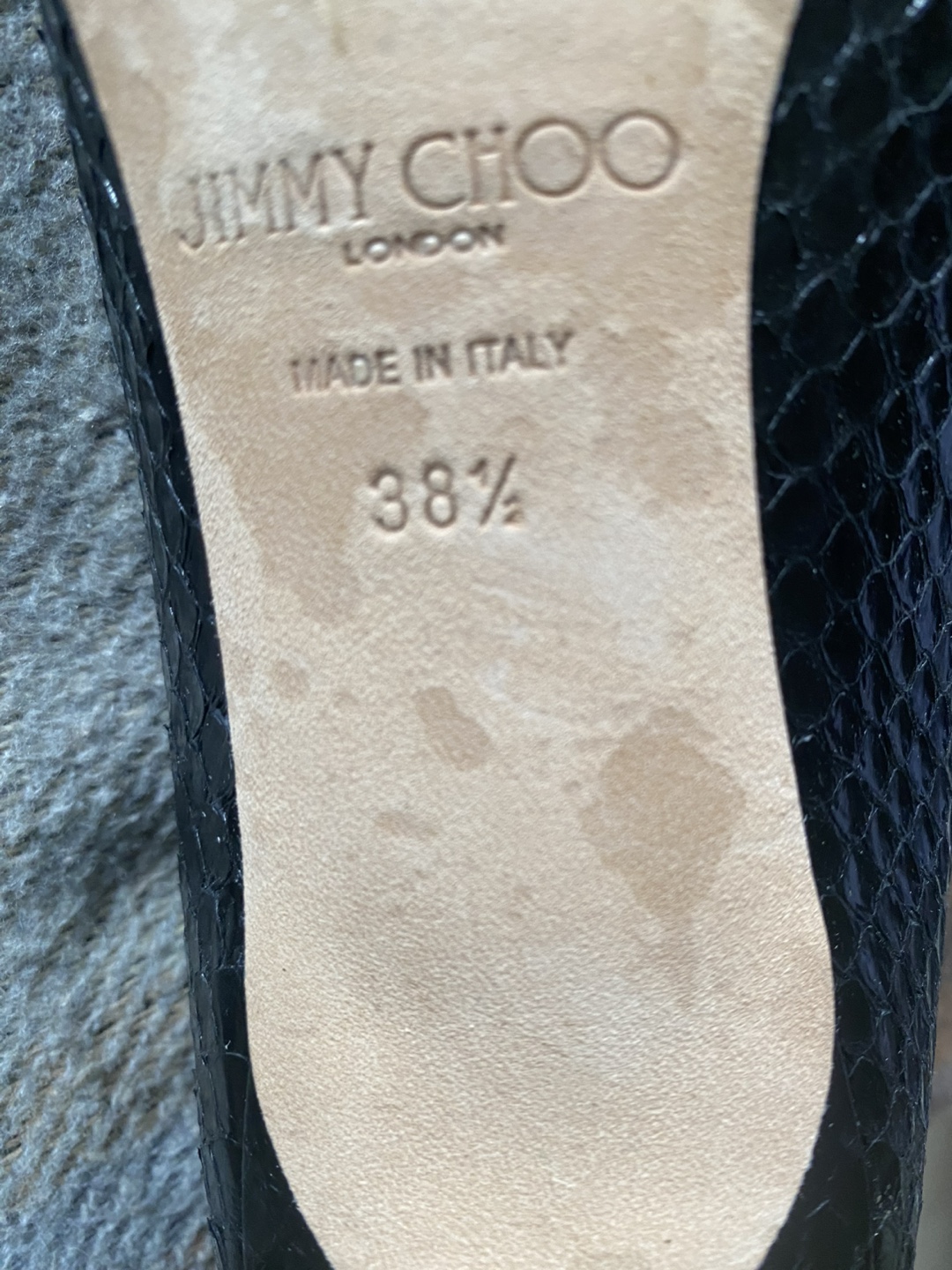 Jimmy Choo Black Snake Embossed Heels - Size 38.5 - photo 2