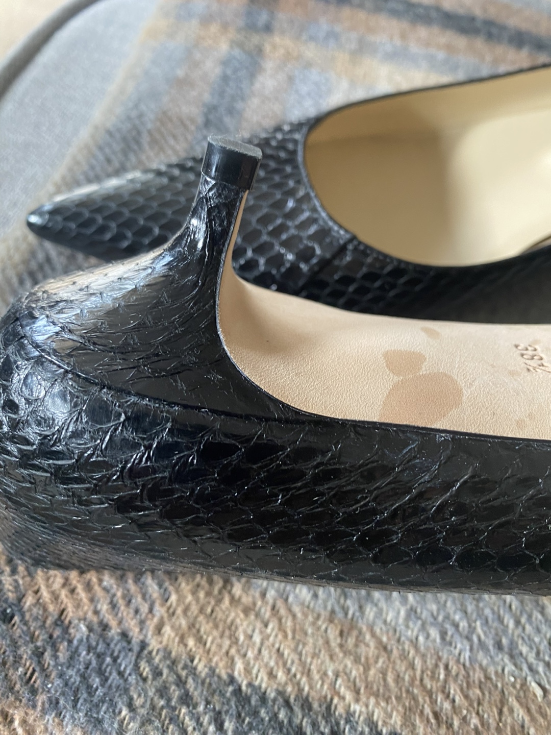 Jimmy Choo Black Snake Embossed Heels - Size 38.5 - photo 4