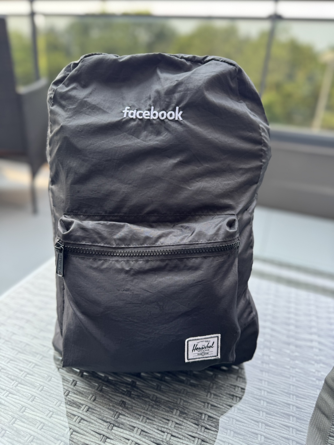 Herschel Packable Daypack-black and a Duffel bag