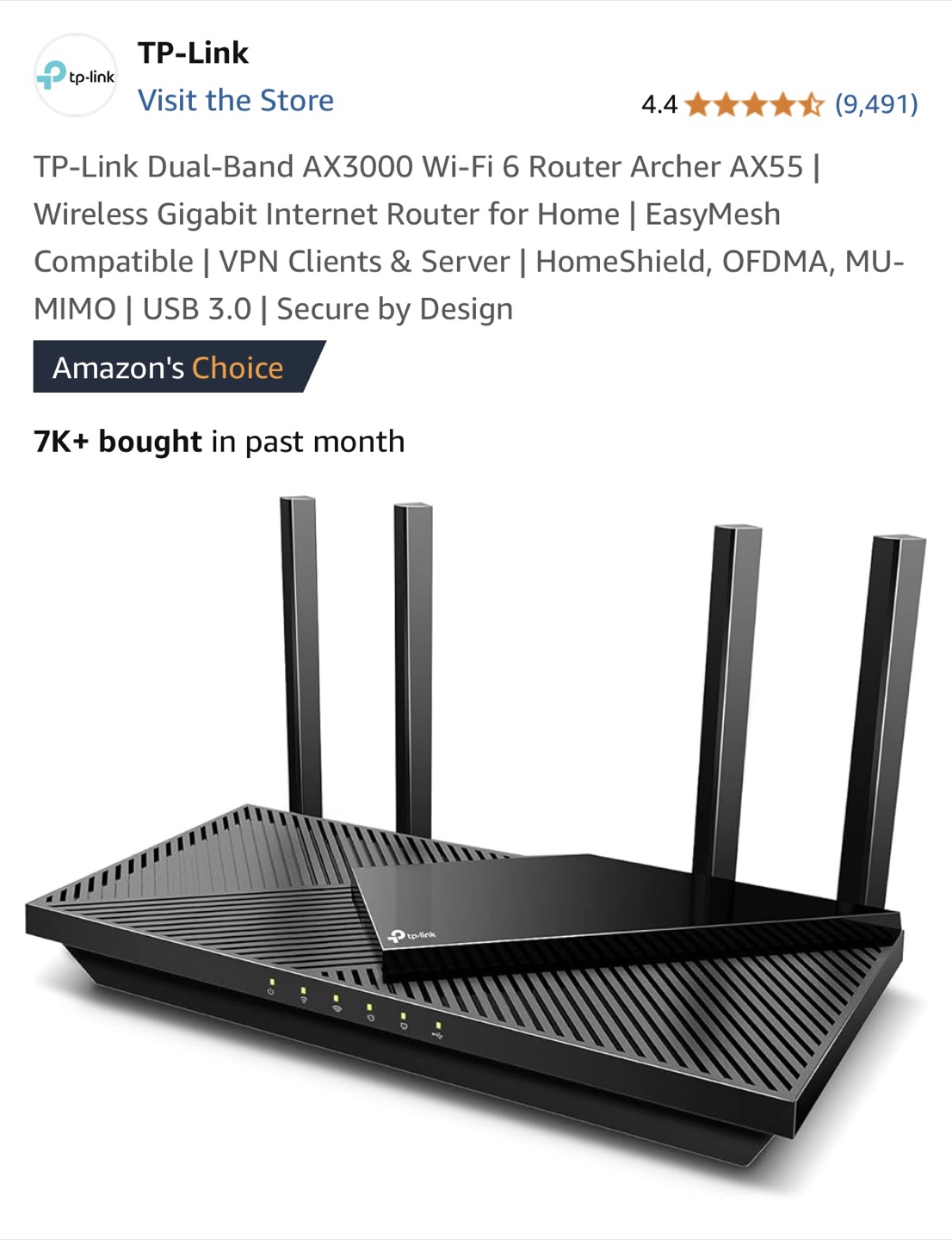 TP-Link Archer AX55 AX3000 WiFi 6 Router - photo 2