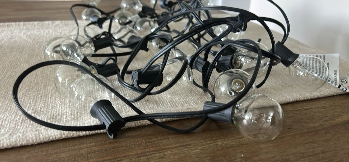 NEW!! Black String Lights 25 BULBS- Outdoor/Indoor thumbnail
