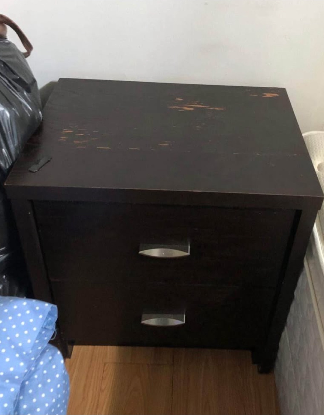 Dark Brown 2-Drawer Nightstand