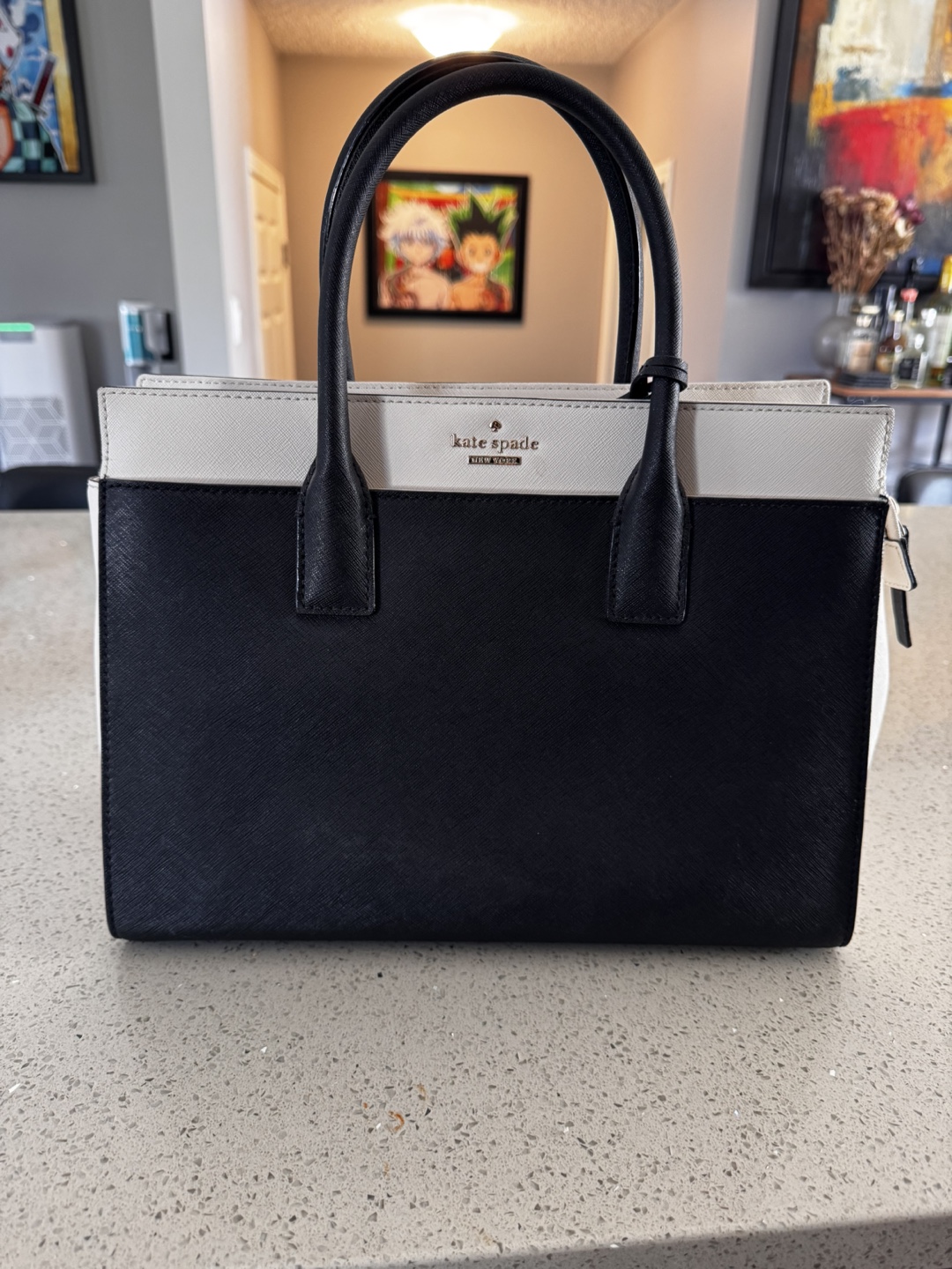 Black and white Kate Spade tote bag