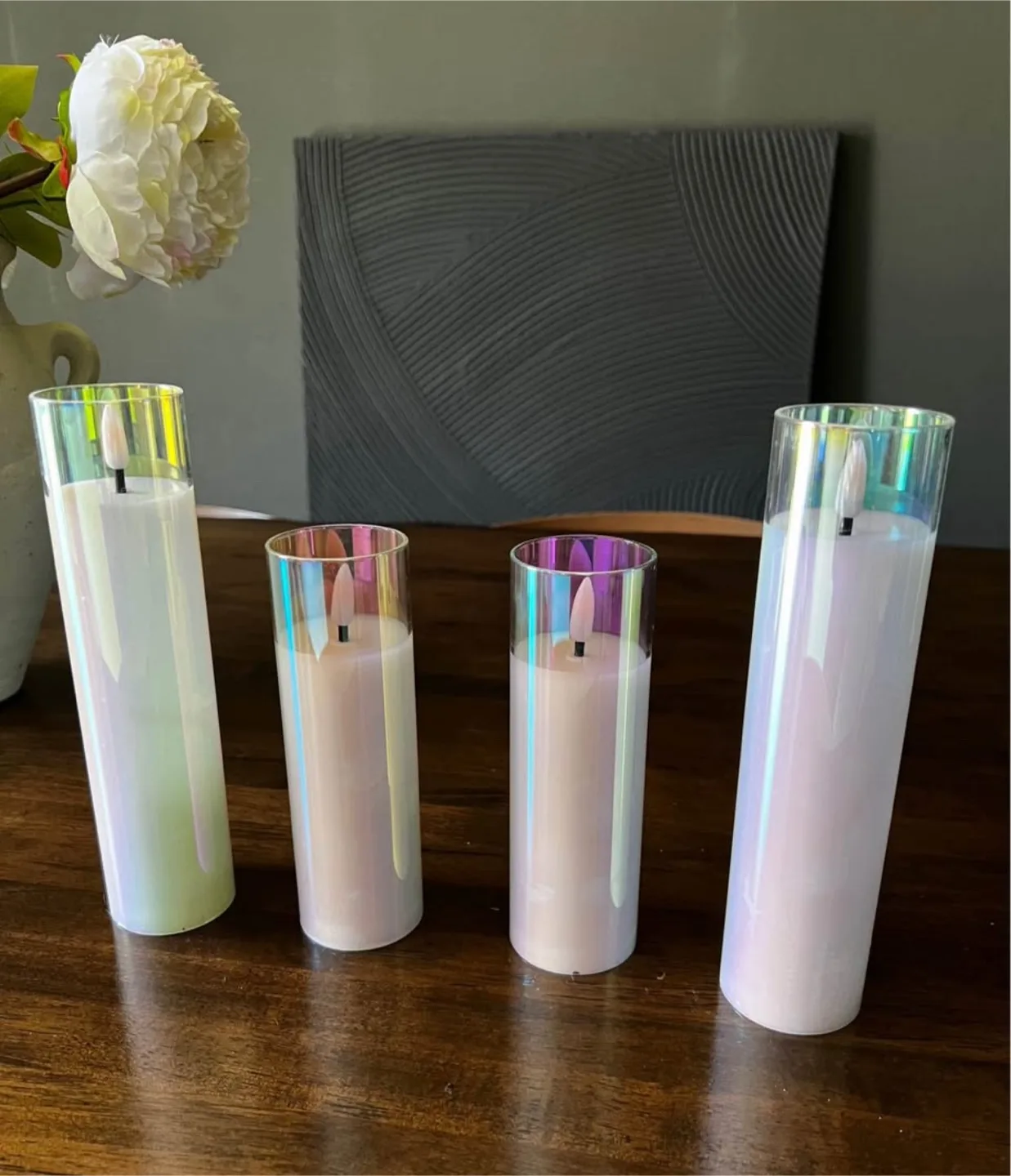 Set of 4 iridescent LED candles thumbnail