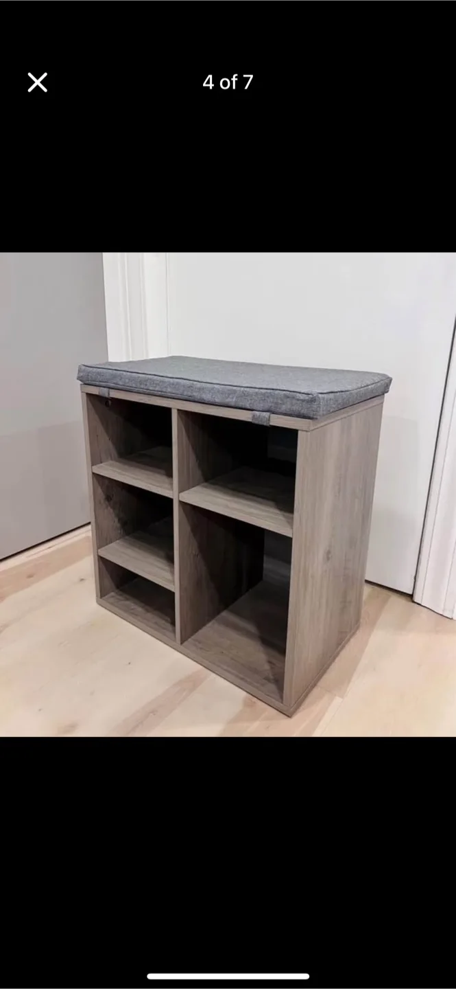 Wooden Shoe Bench with Cushion thumbnail