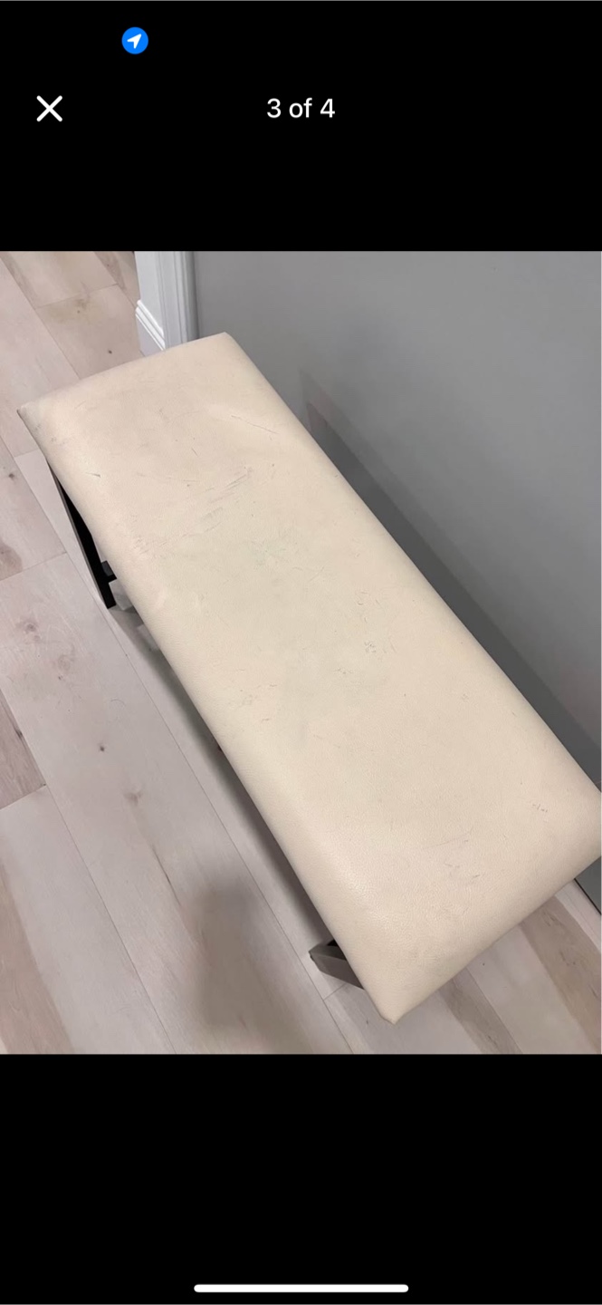 Cream faux leather Bench with Shoe Rack - photo 3