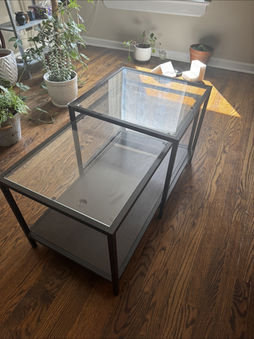 IKEA VITTSJÖ Nesting Tables, Black-Brown/Glass - photo 2