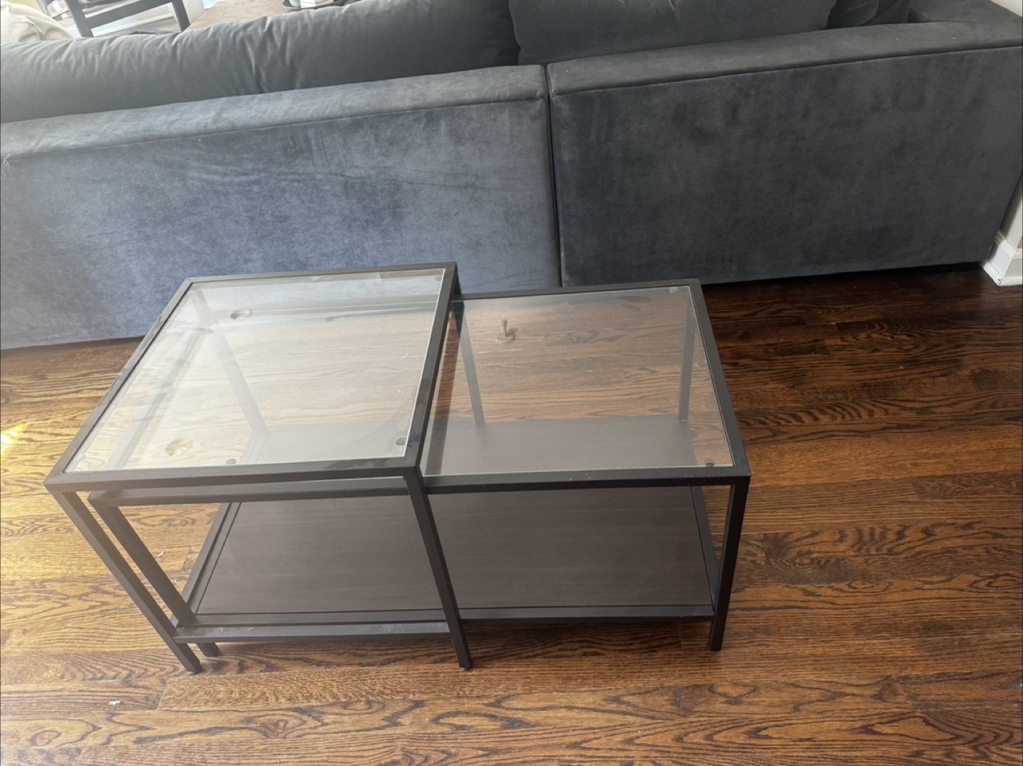 IKEA VITTSJÖ Nesting Tables, Black-Brown/Glass