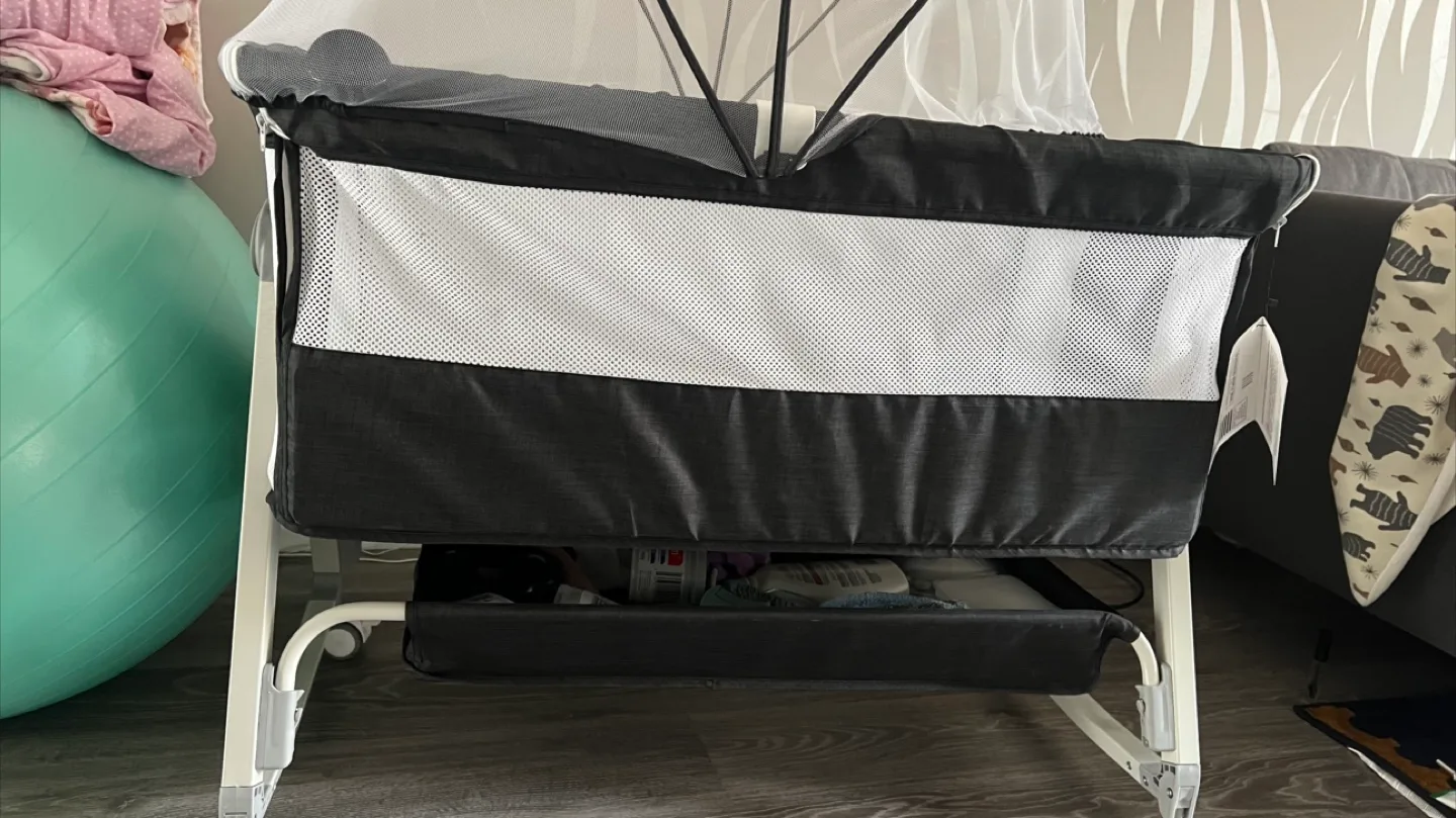 Black & White Baby Bassinet with Mosquito Net image indicator(2)