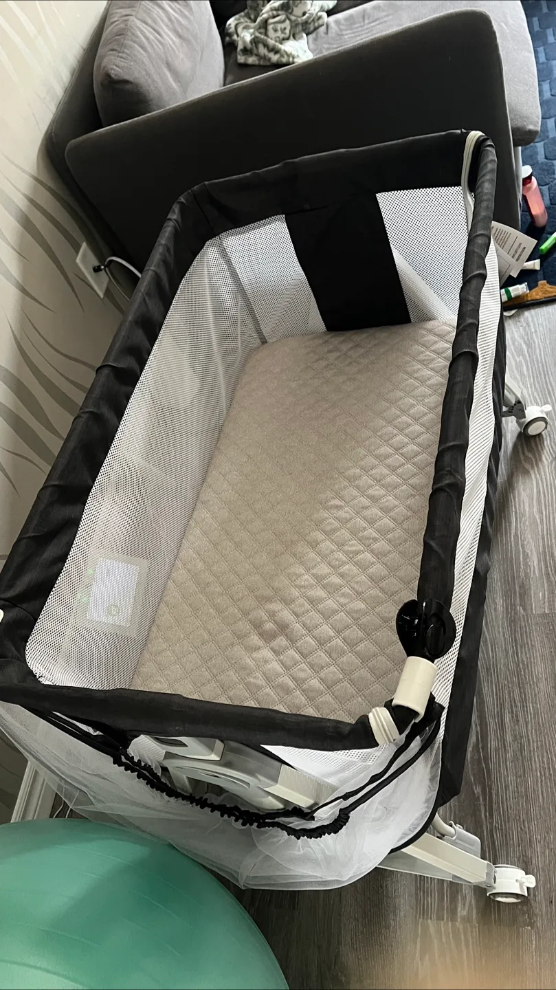 Black & White Baby Bassinet with Mosquito Net image indicator(4)