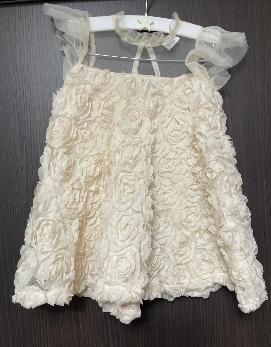 Cream Floral Baby Dress - Size 9-12M thumbnail