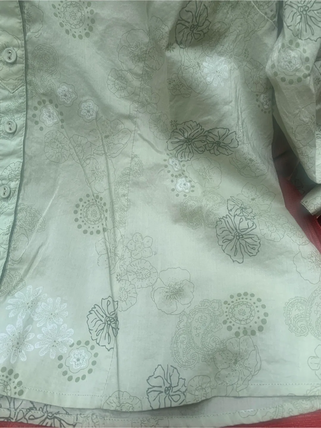 Woman's Sage Green Floral Blouse 🧡 image indicator(6)