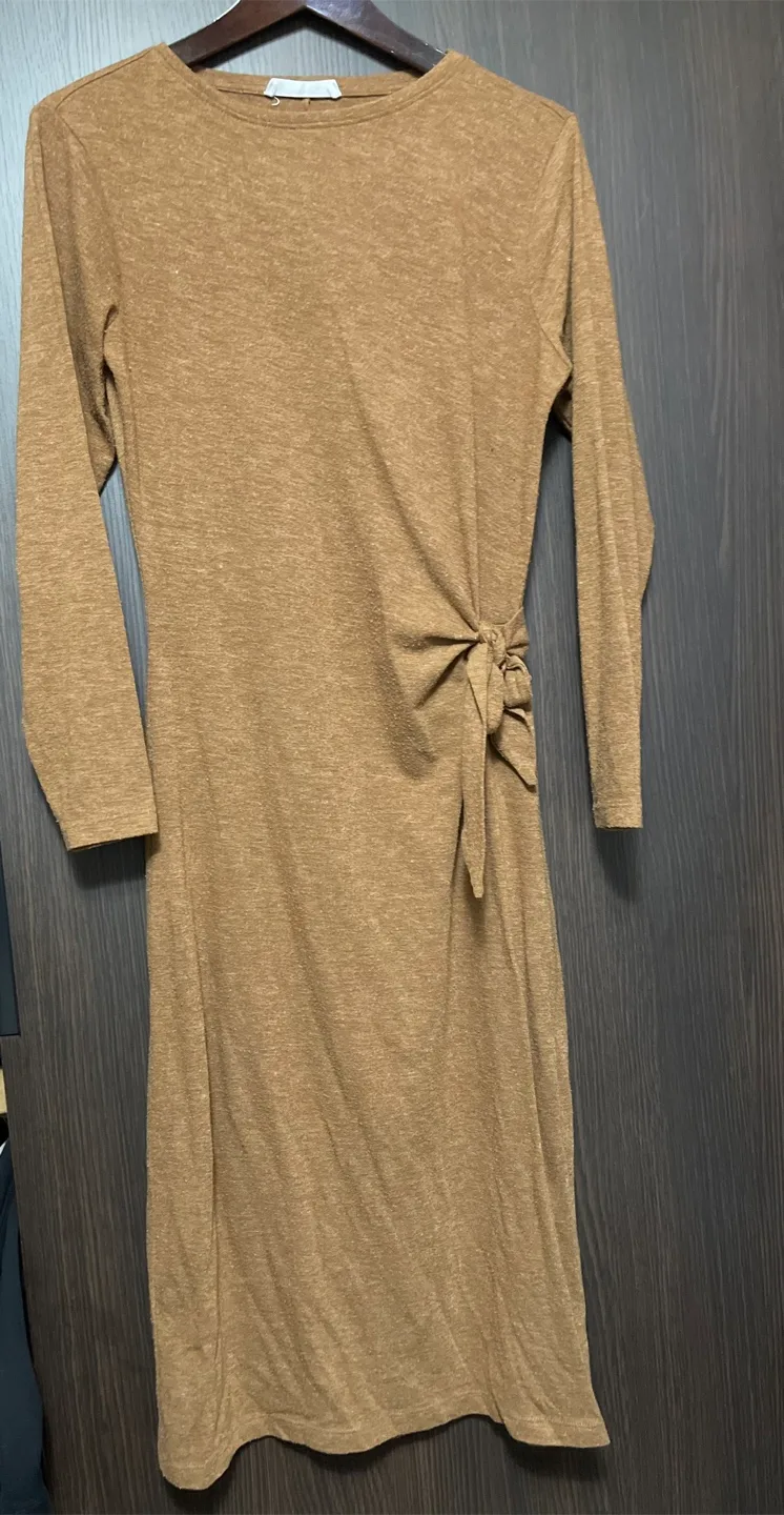 Mango Brown Long Sleeve Dress - Size M thumbnail