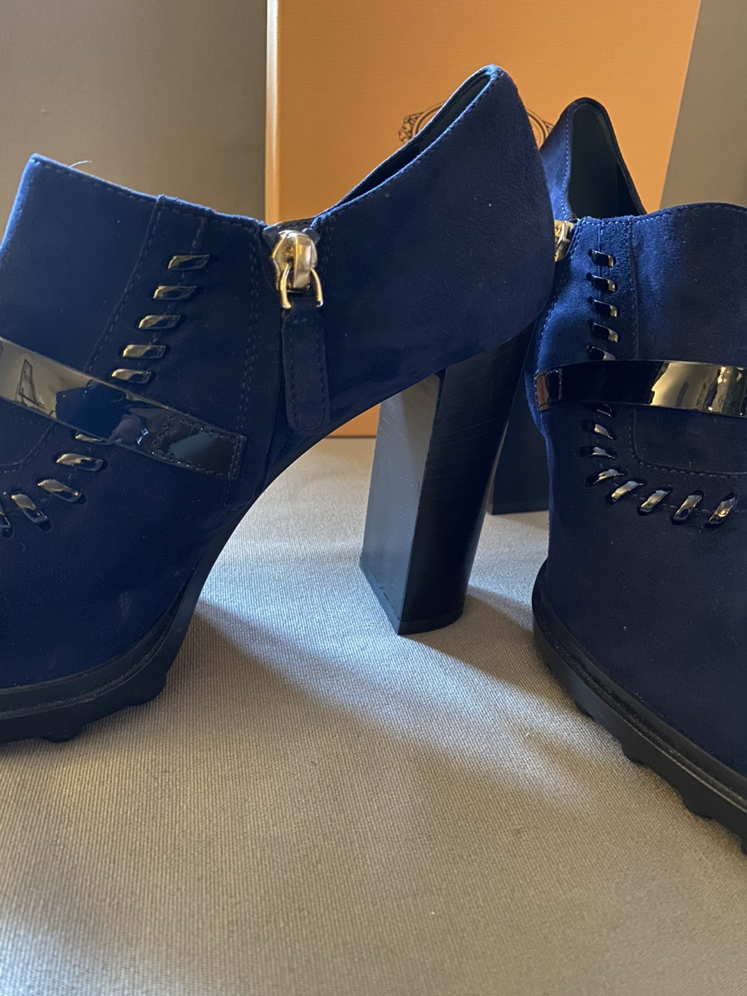 Tod's Blue Suede Heeled Ankle Boots - Size 39