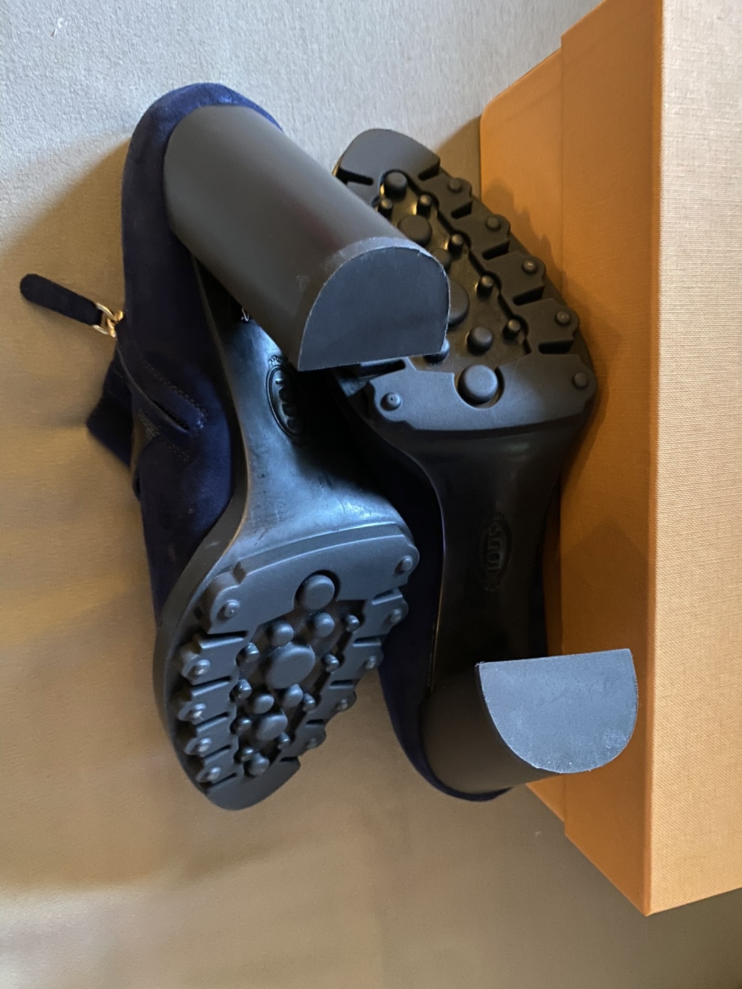 Tod's Blue Suede Heeled Ankle Boots - Size 39 - photo 3