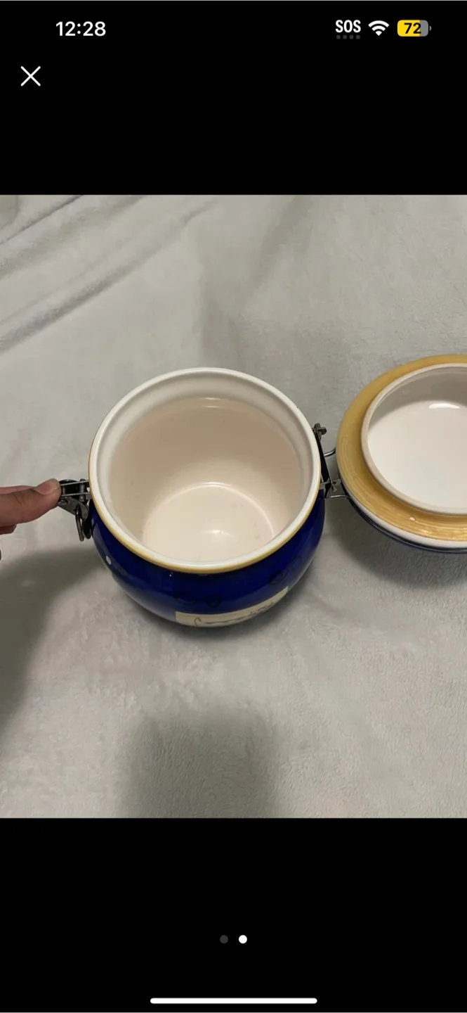 Blue Ceramic Jar with Cat Design 🧡 image indicator(2)