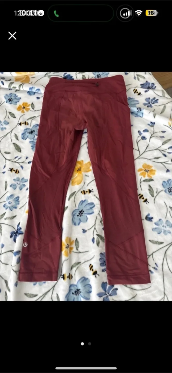 Lululemon Burgundy Cropped Leggings thumbnail