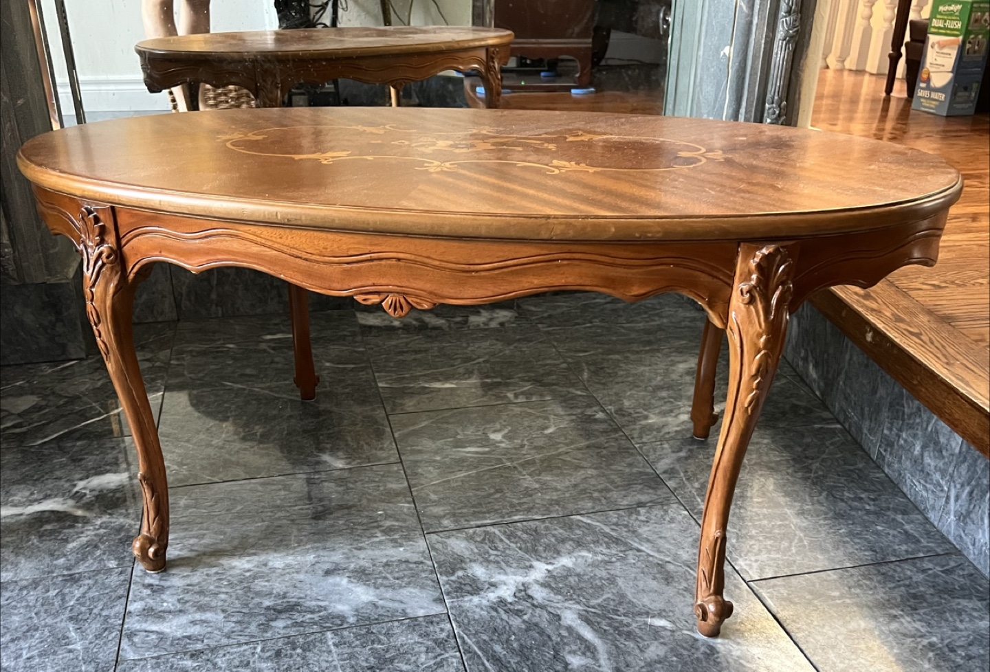 Antique Vintage Oval Wood Coffee Table - photo 2