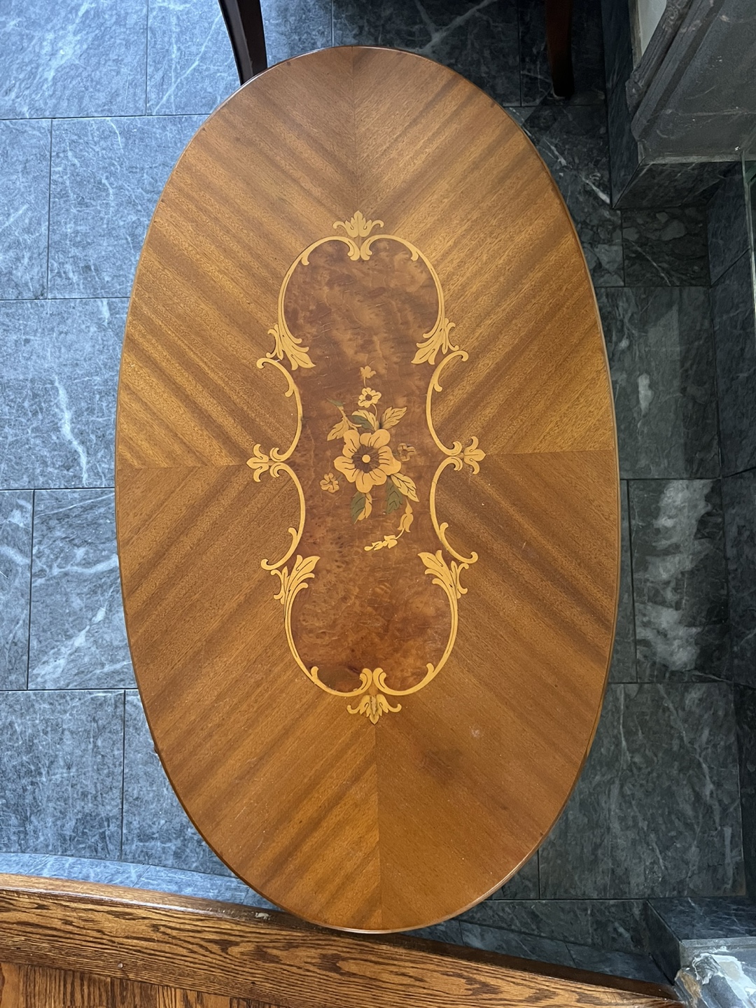 Antique Vintage Oval Wood Coffee Table