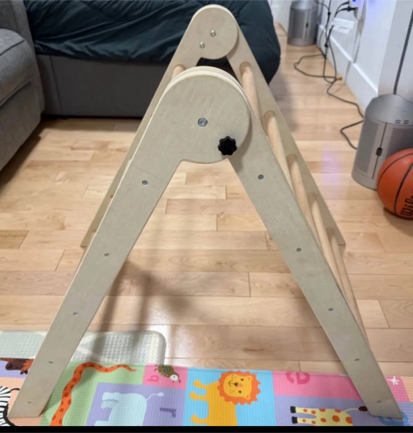 Wooden Climbing Triangle with Rock Wall thumbnail