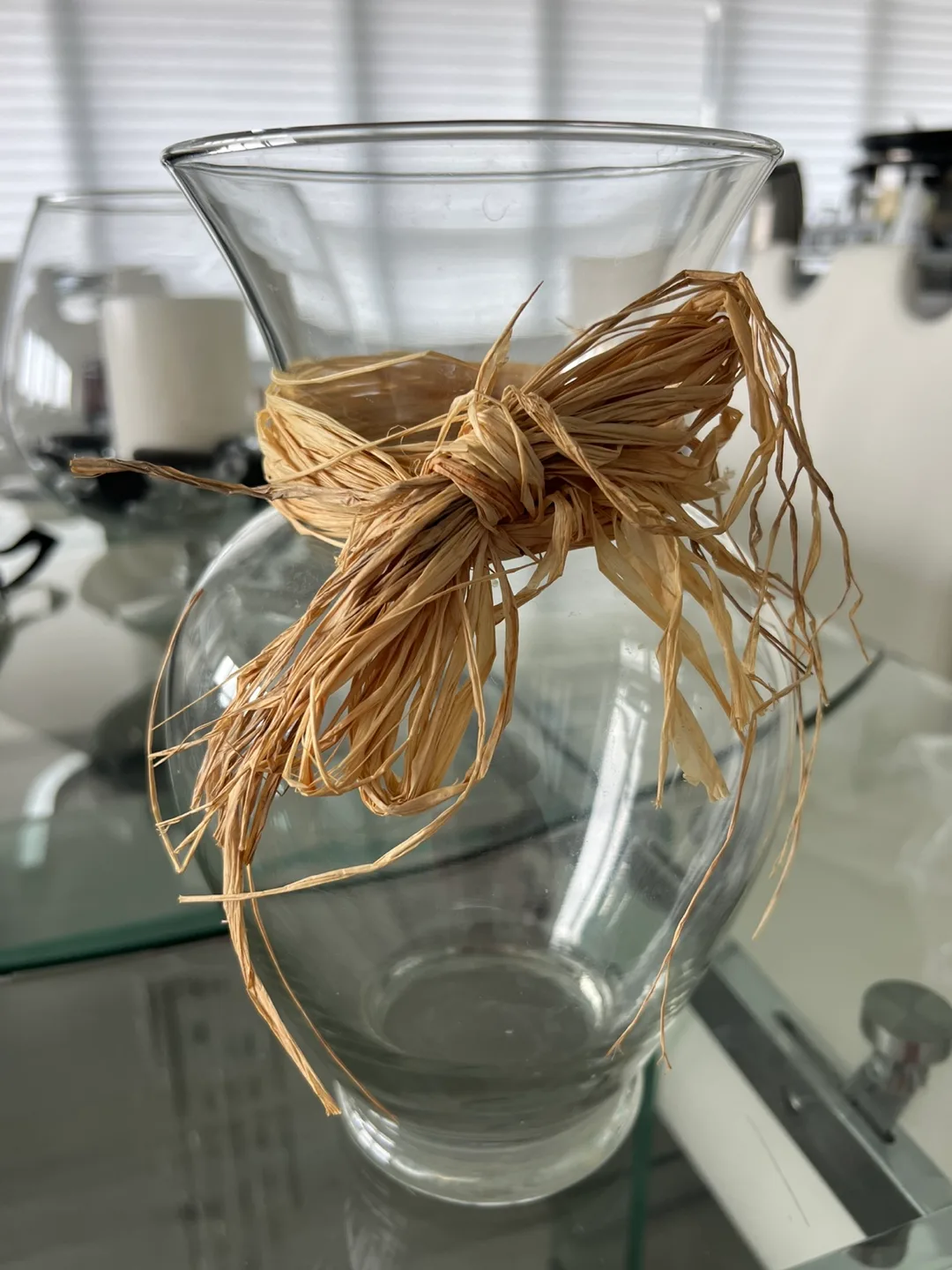 Clear Glass Vase with Raffia Tie thumbnail