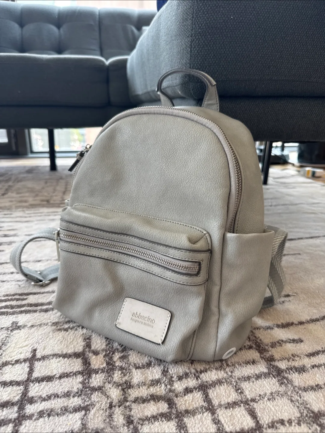 Leather Mini Backpack - Grey thumbnail