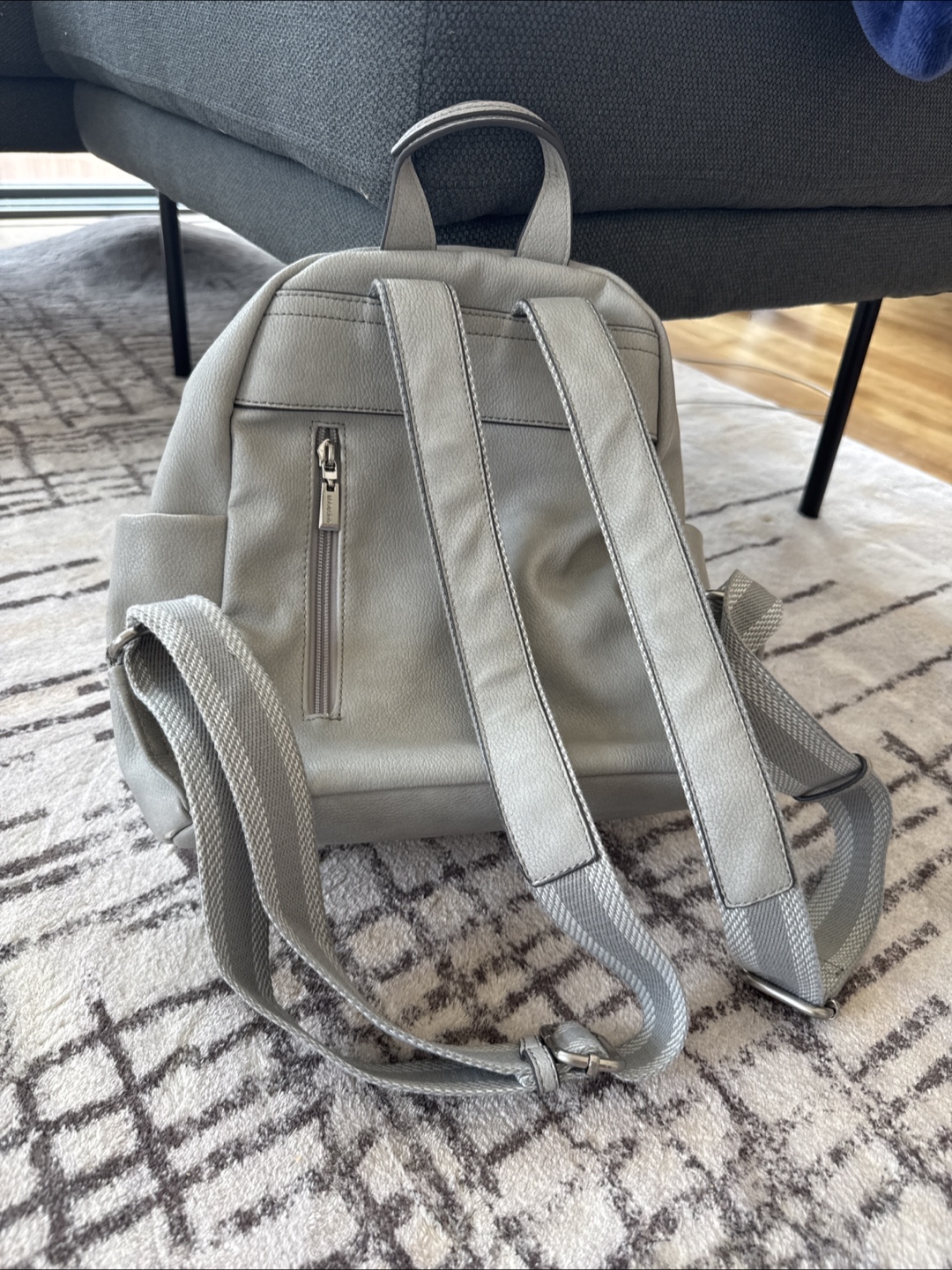 Leather Mini Backpack - Grey - photo 2