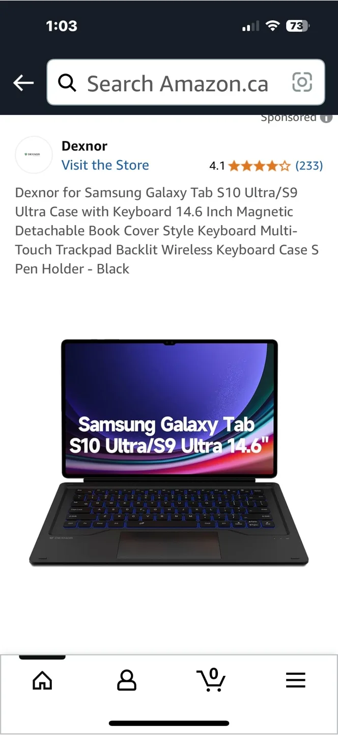Dexnor Galaxy Tab S9 Ultra Keyboard Case - Blue thumbnail
