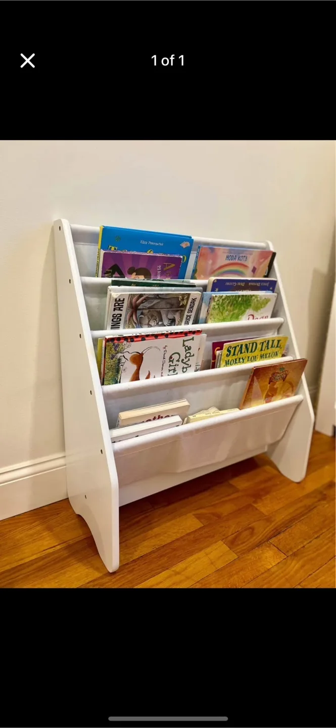 White Sling Bookshelf for Kids or for storing magazines thumbnail