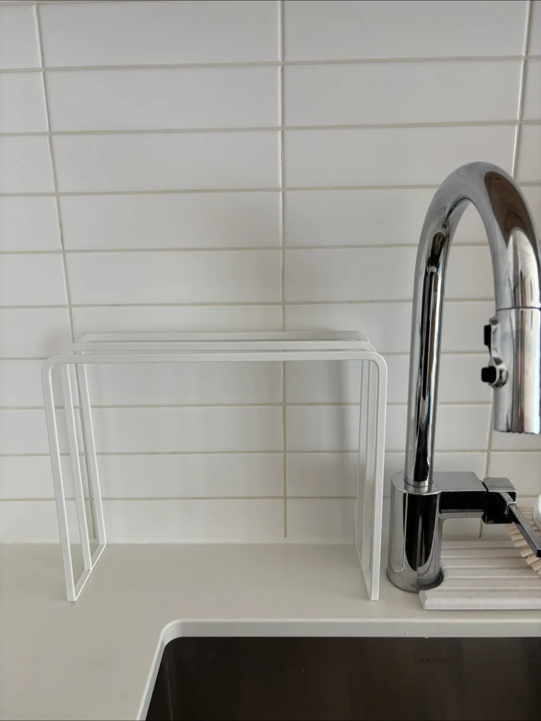 White Over Sink Dishcloth Drying Rack by Yamazaki thumbnail